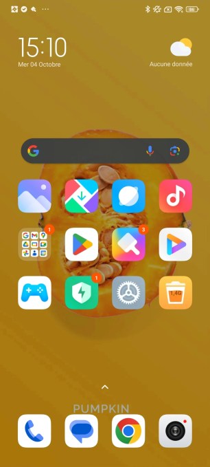 Le menu d'accueil de MIUI