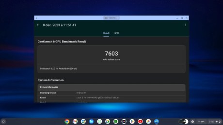 Capture écran Geekbench GPU