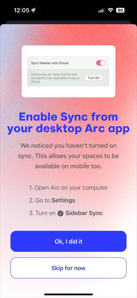 Arc Sync sur iOS // Source : ElR - Frandroid