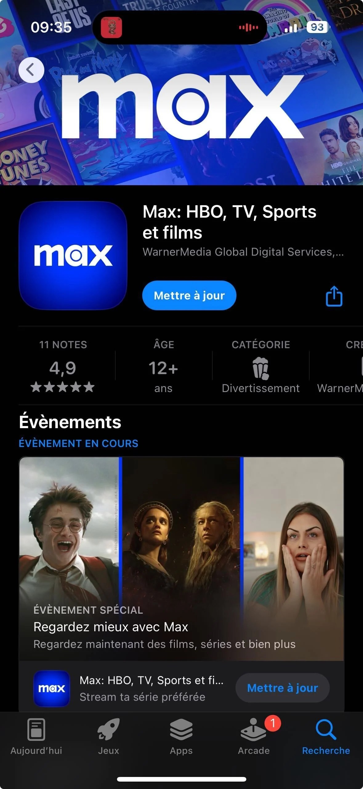 (HBO) Max sur l'App Store français // Source : Frandroid
