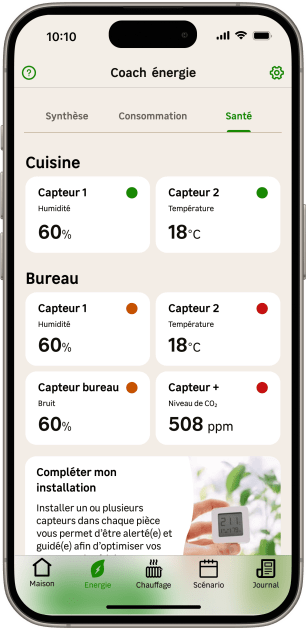 Coach énergie - Page Santé - Application Enki
