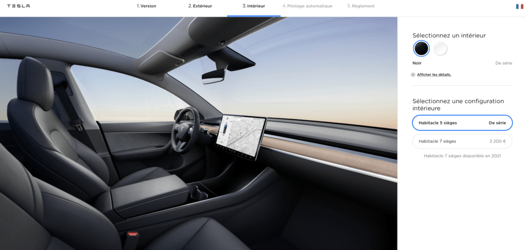 Model Y Configurateur // Source : Tesla