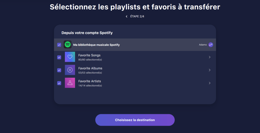 Transfert de playlist Spotify vers Youtube Music