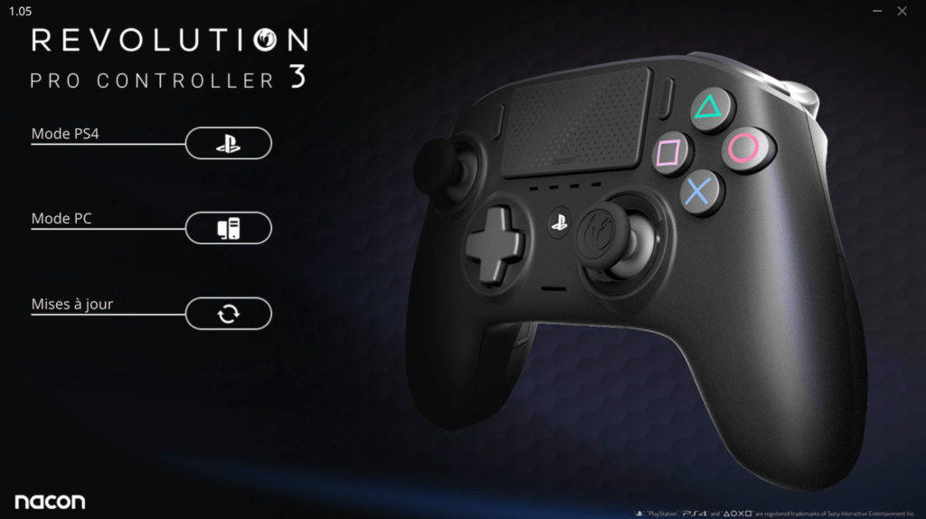 Logiciel du Nacon Pro Revolution Controller 3 // Source : Capture d'écran