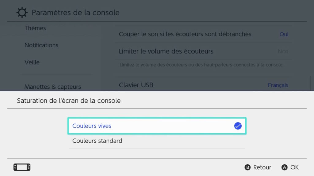 Une option cachée dans les menus de la Nintendo Switch OLED // Source : Capture d'écran