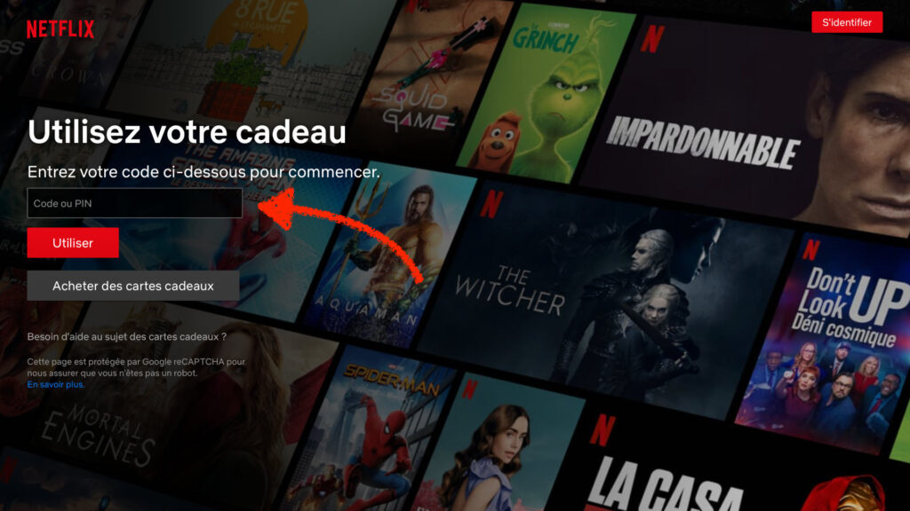 Il suffit de renseigner son code ici. // Source : Capture d'écran Netflix