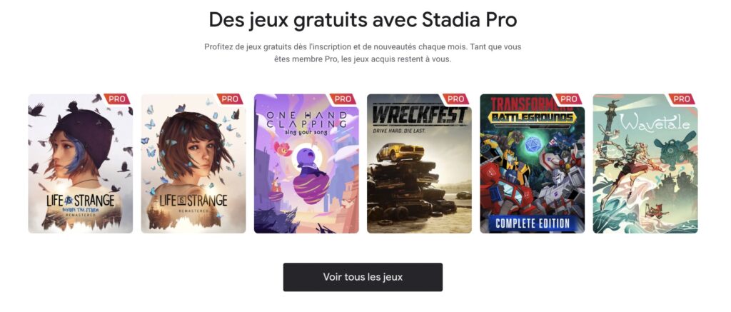 Jeux Stadia Pro