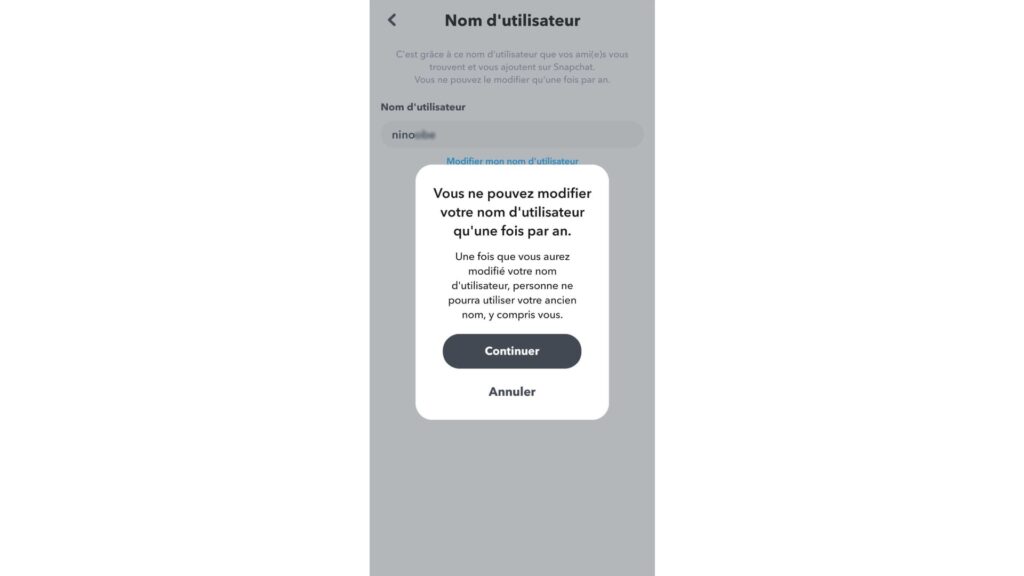 Changer de pseudo sur Snapchat // Source : Capture d'écran