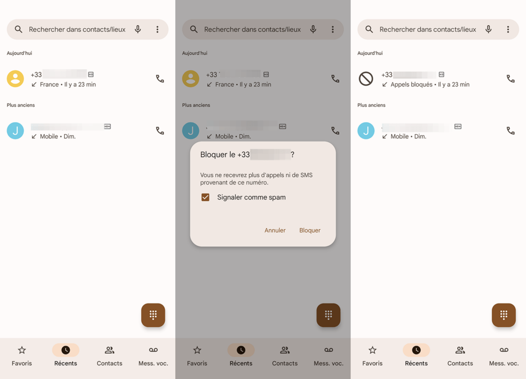 Bloquer numéro téléphone Android