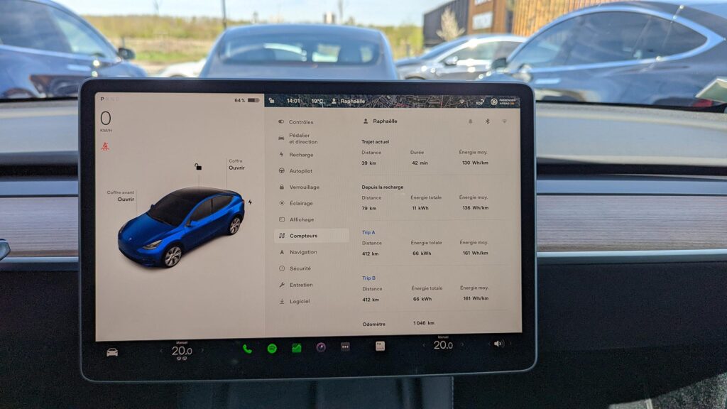 Consommations du Tesla Model Y Grande Autonomie // Source : Raphaelle Baut pour Numerama