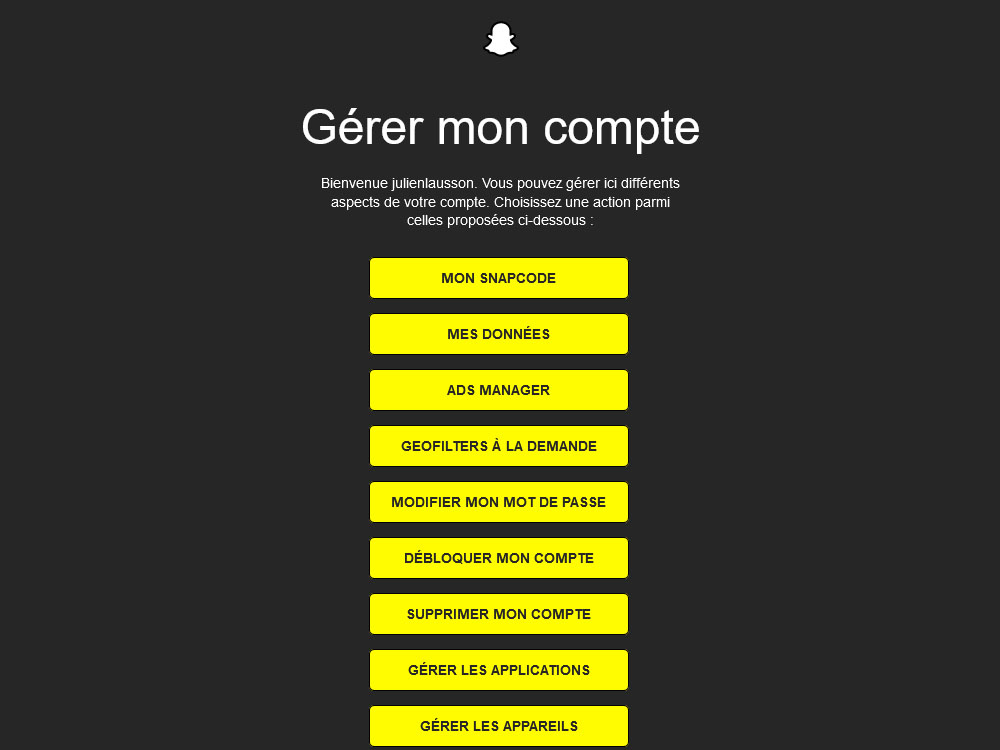 Supprimer compte Snapchat