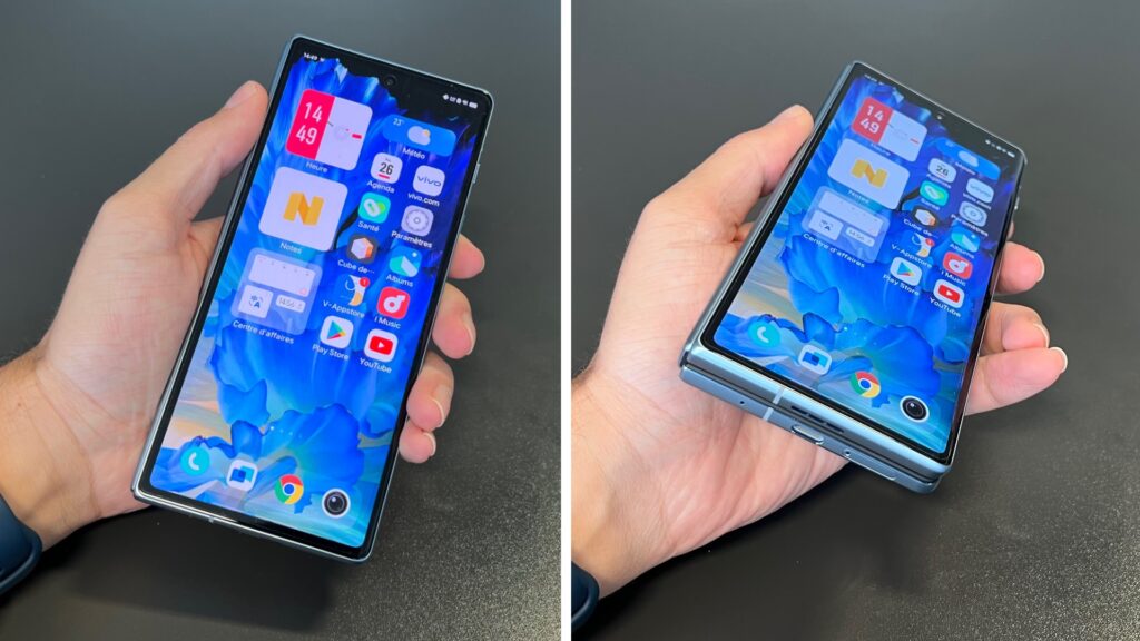 En mode smartphone, le Vivo X Fold arbore un grand écran de 6,53 pouces.  // Source : Numerama