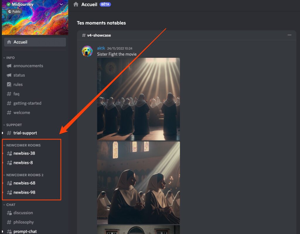 Capture d'écran du Discord de Midjourney
