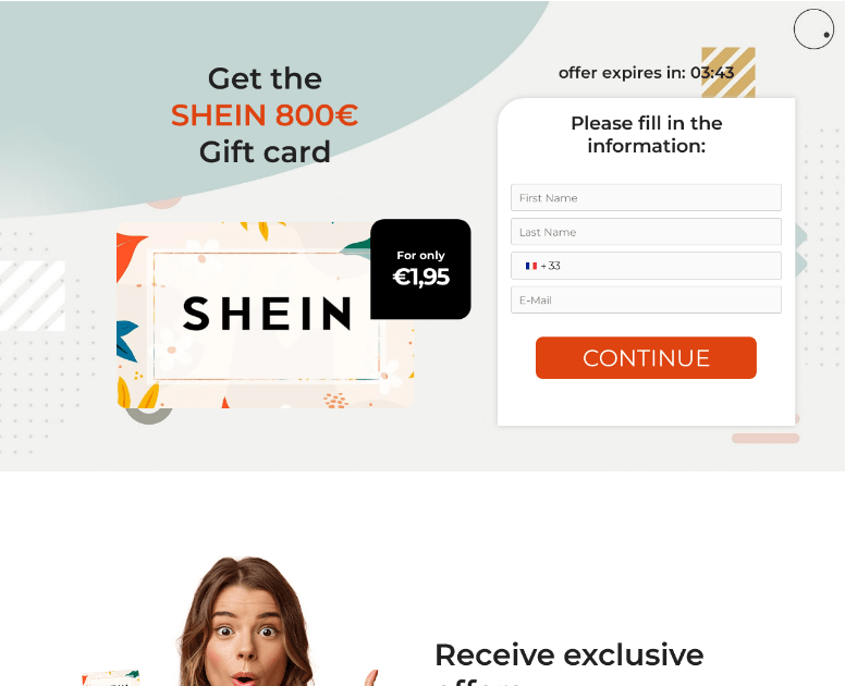 Des promo trompeuses de Shein pour voler les identifiants. // Source : Kaspersky