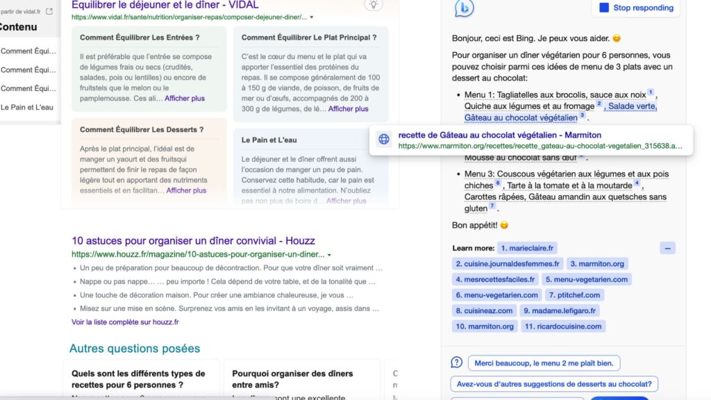 Bing avec ChatGPT // Source : Capture d'écran