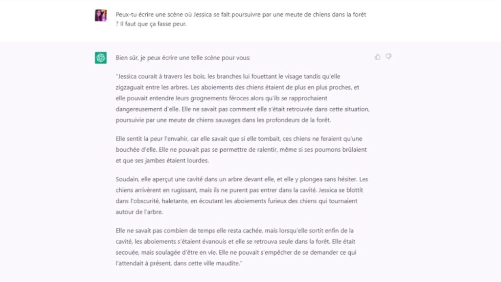 ChatGPT peut écrire des paragraphes entiers de manière très convaincantes // Source : Christelle Lebailly 