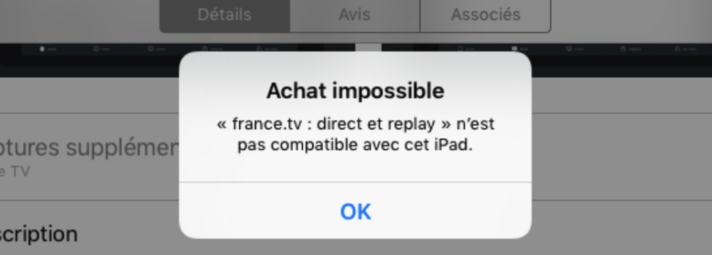 Exemple de message d'erreur d'incompatibilité. // Source : Forum MacG