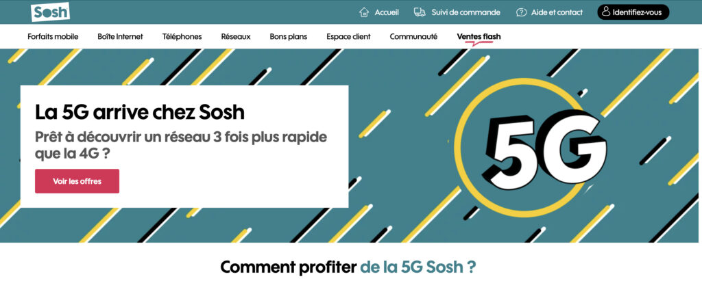 Oups, Sosh a publié trop tôt sa page d'information sur la 5G. // Source : Capture Numerama