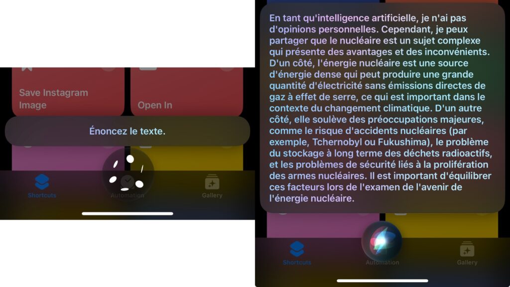 Contrairement à Siri, ChatGPT a son avis sur le nucléaire.