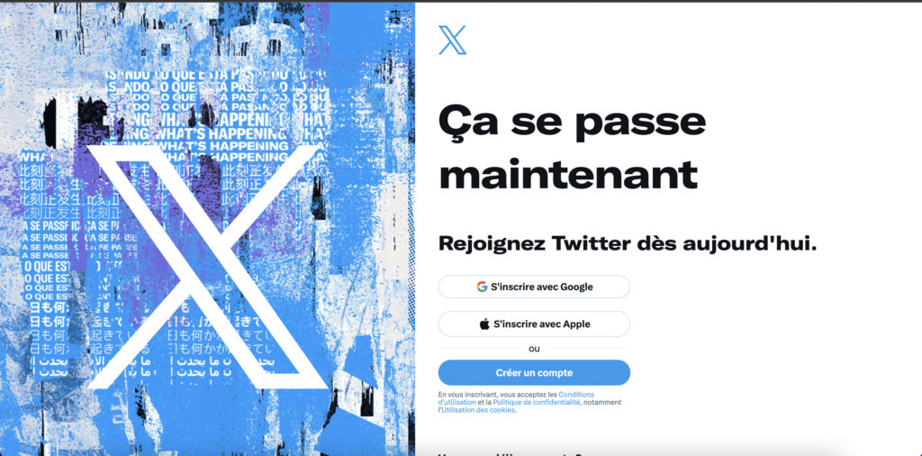 Plein de mentions à « Twitter» sont encore présentes sur le site, mais le logo a changé.