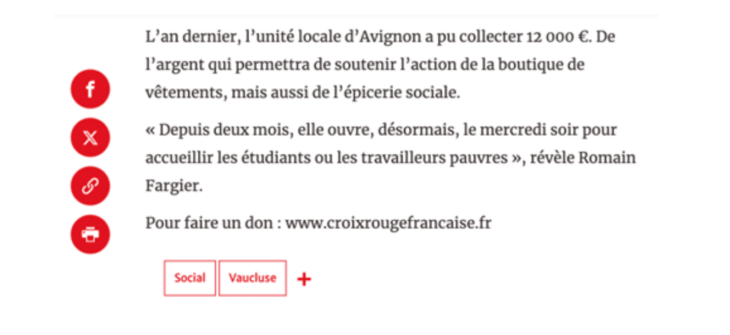 Un lien vers le faux site dans un article de média. // Source : TrendMicro