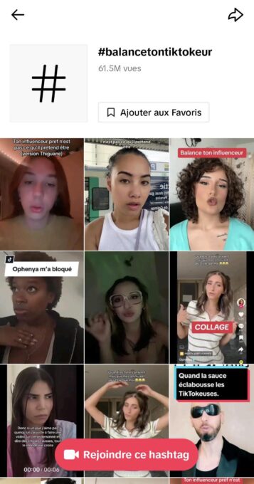 Le hashtag #balancetontiktokeur a été vue plus de 60 millions de fois // Source : Capture d'écran Numerama