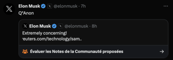 Le tweet d'Elon Musk.