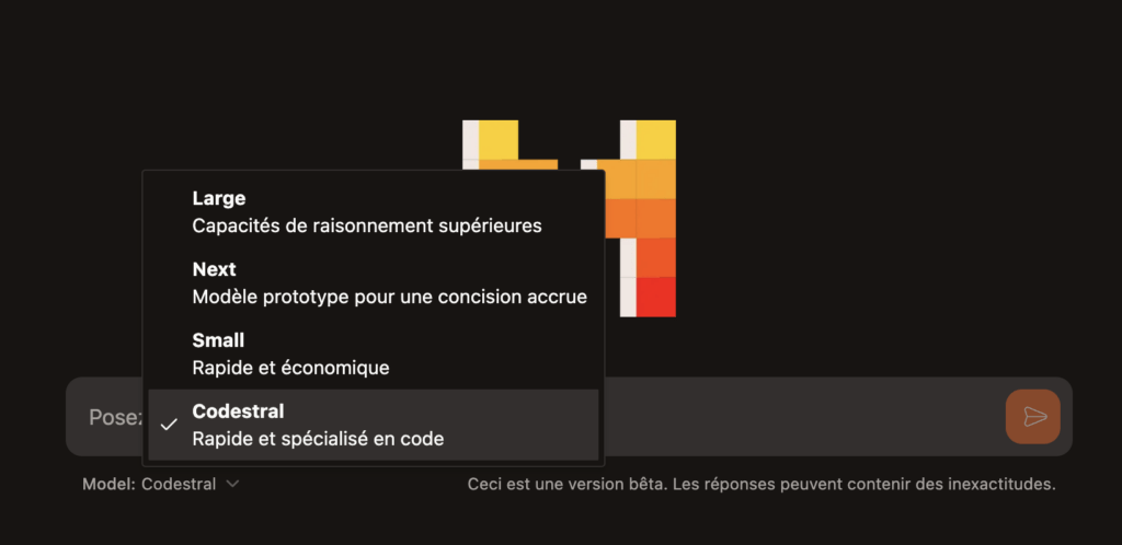 Voilà comment sélectionner l'option Codestral // Source : Mistral