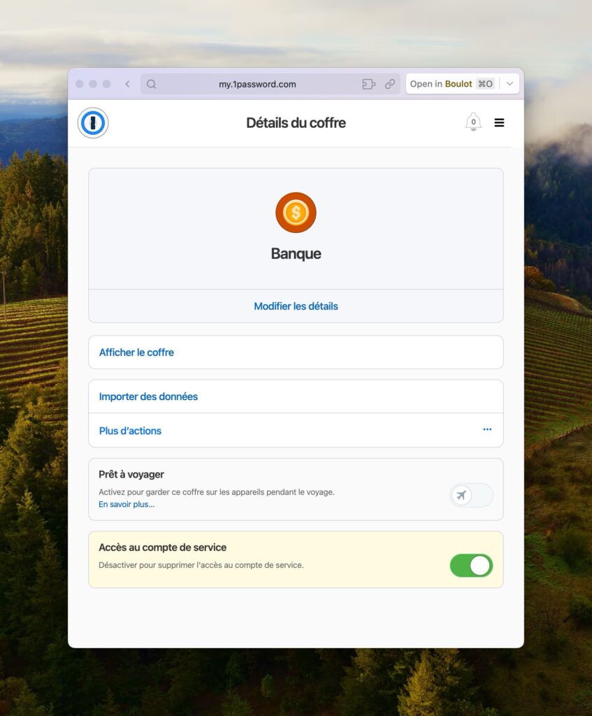 Le mode voyage est l’une des fonctionnalités les plus ingénieuses de 1Password. // Source : Capture d'écran