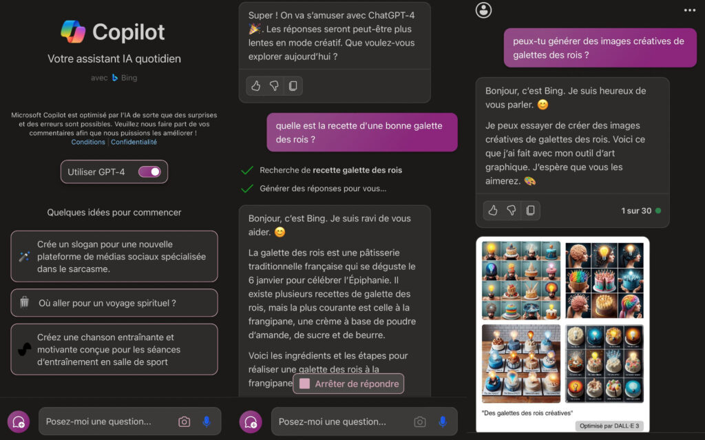 L'interface de Microsoft Copilot sur iPhone // Source : Marcus Dupont-Besnard pour Numerama