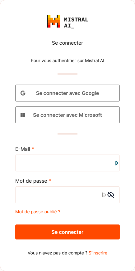 Un compte est nécessaire pour utiliser Le Chat.  // Source : Mistral