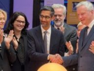 Sundar Pichai de Google avec Valérie Pécresse, Bruno Le Maire, Emmanuel Grégoire, Catherine Vautrin. // Source : Numerama