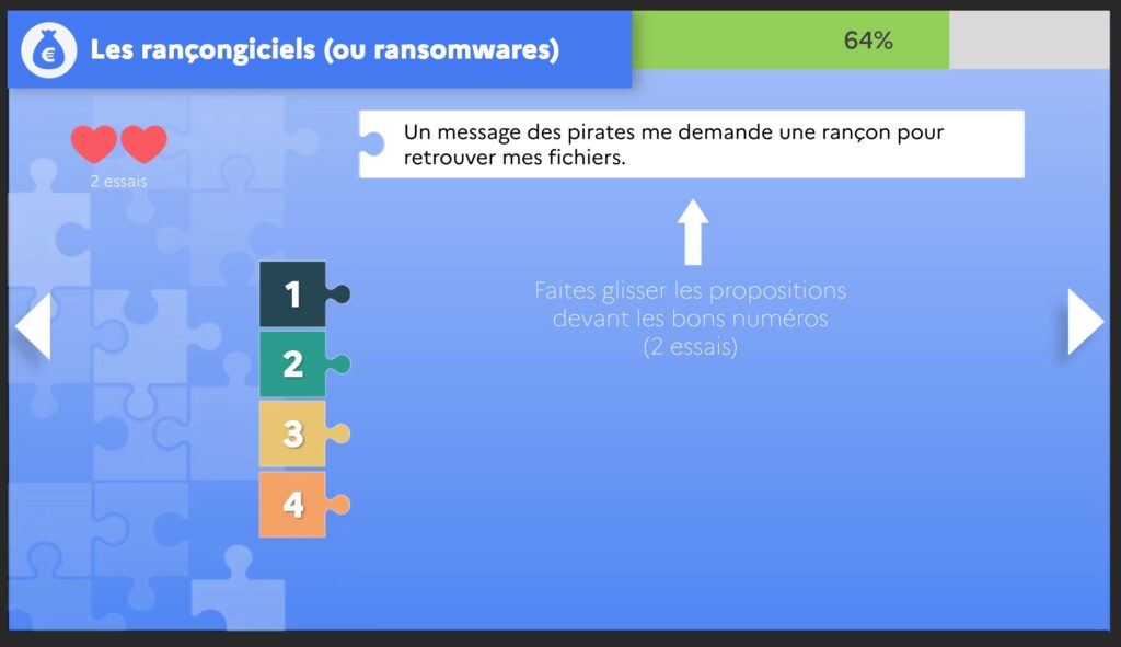 Un quizz pour maitriser les bons gestes face à une tentative de piratage. // Source : Cybermalveillance / Numerama