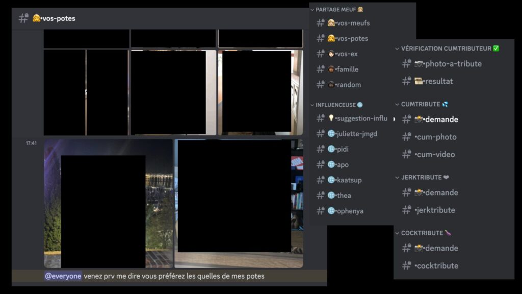 Des photos de femmes, souvent très jeunes, sont partagées sur ces serveurs Discord // Source : Capture d'écran Numerama