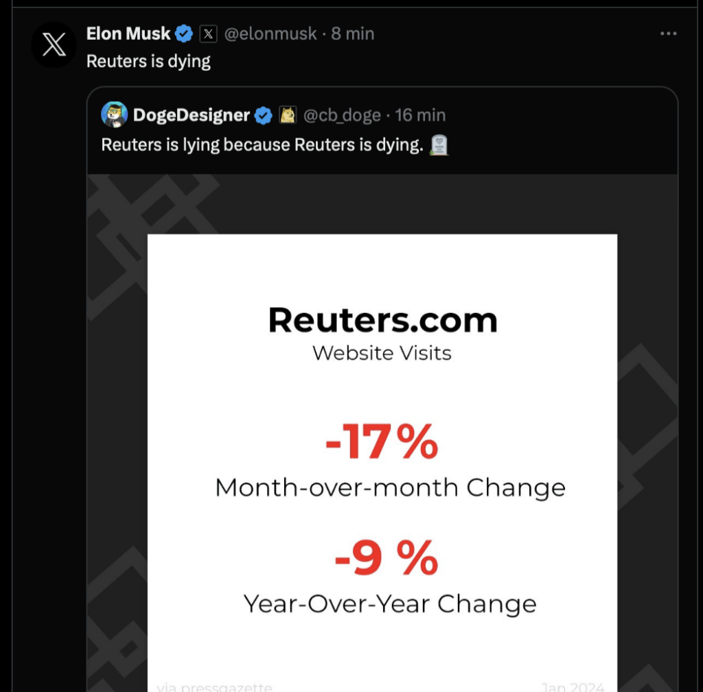 Le tweet d'Elon Musk.