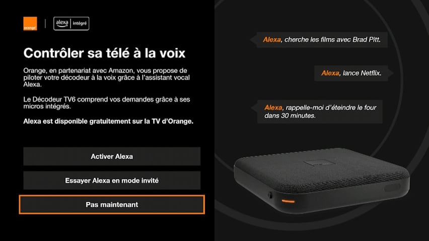 La configuration d'Alexa sur le Décodeur TV6.