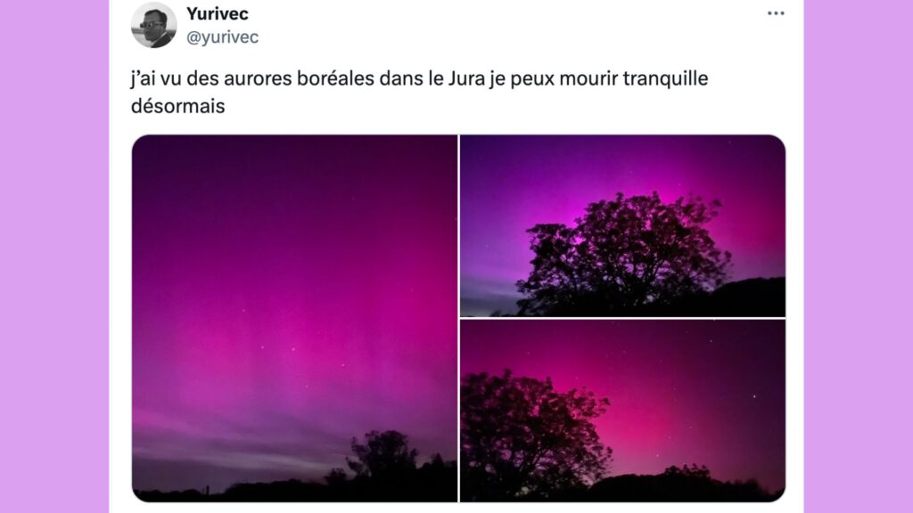 De nombreux internautes ont partagé leurs plus beaux clichés du ciel. // Source : Capture d'écran Twitter