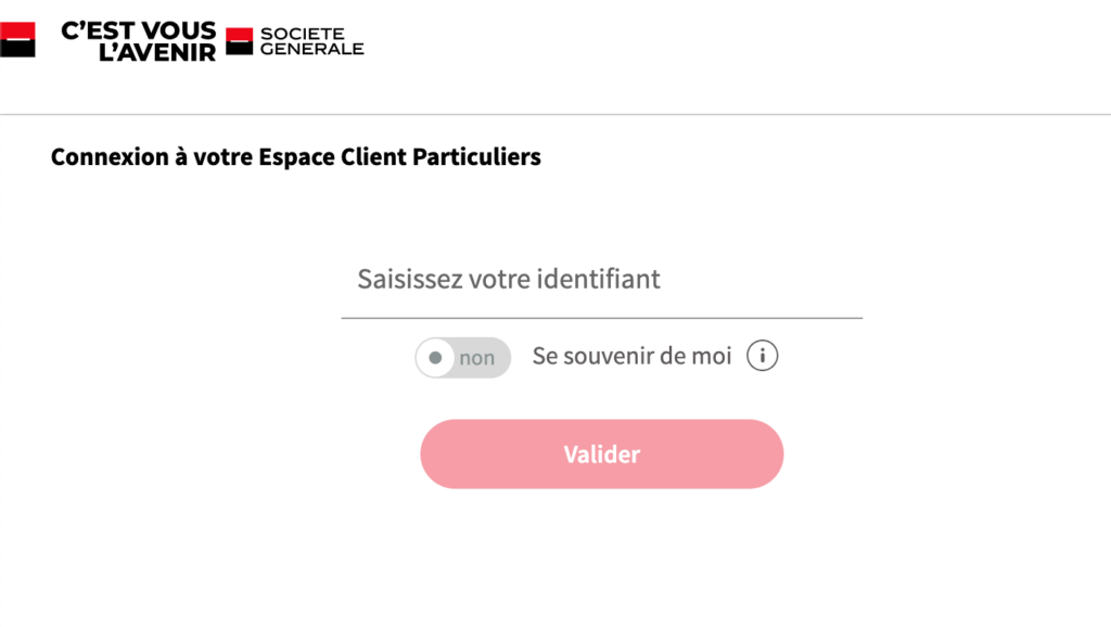 Le faux site de la société Générale. // Source : Numerama