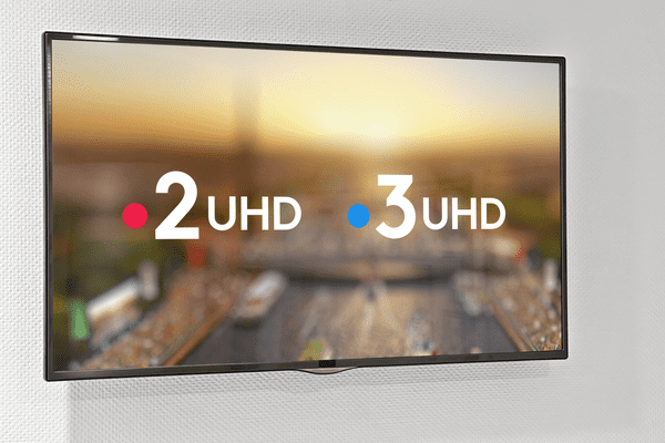 Les logos de France 2 UHD et France 3 UHD.