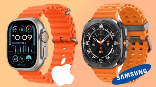 L'Apple Watch Ultra à côté de la Galaxy Watch Ultra supposée. // Source : Evan Blass (montage Numerama)