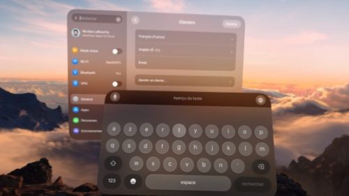 Le clavier Azerty dans visionOS 1.2, sur Apple Vision Pro. // Source : Numerama