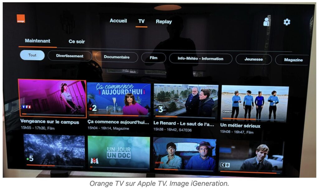 Le site iGeneration a obtenu quelques photos de l'app Orange sur Apple TV.