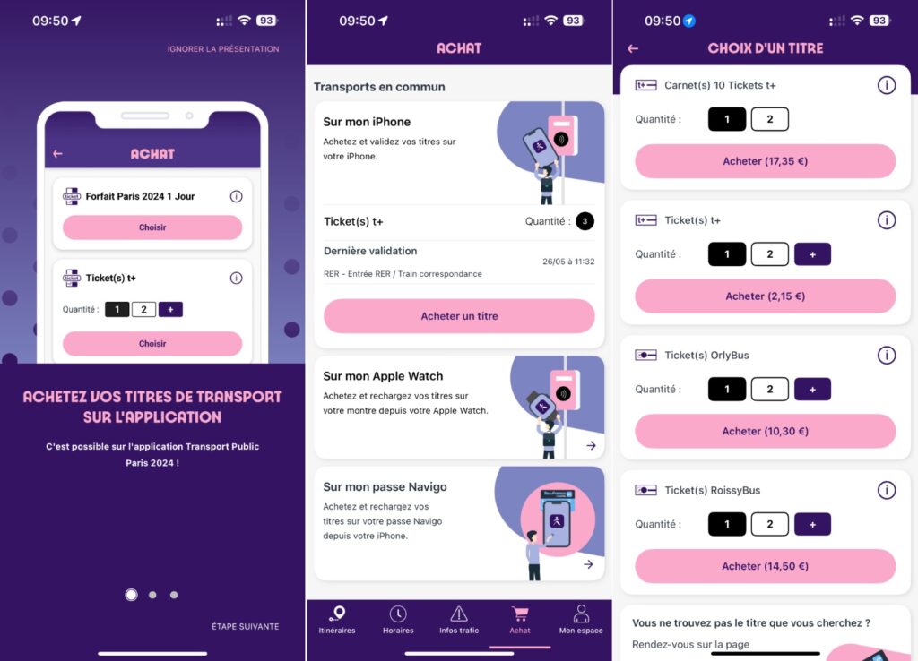 L'interface de Transport Public Paris 2024, avec la création d'un Navigo sur iPhone.