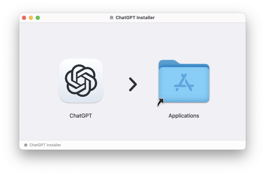 Il suffit de glisser ChatGPT dans le dossier pour l'installer.