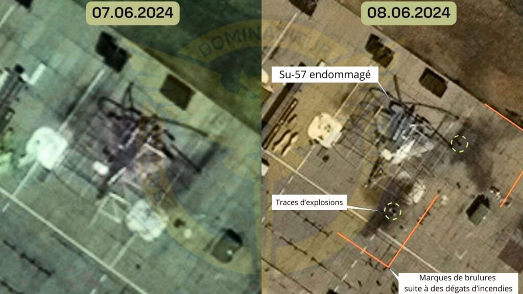 Les clichés du l'avion de chasse SU-57 partagés par l'armée ukrainienne. // Source : GUR