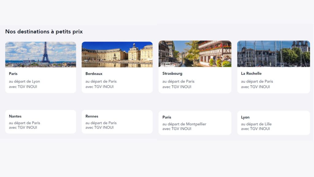 La vente Flash TGV INOUI concerne plusieurs destinations // Source : SNCF