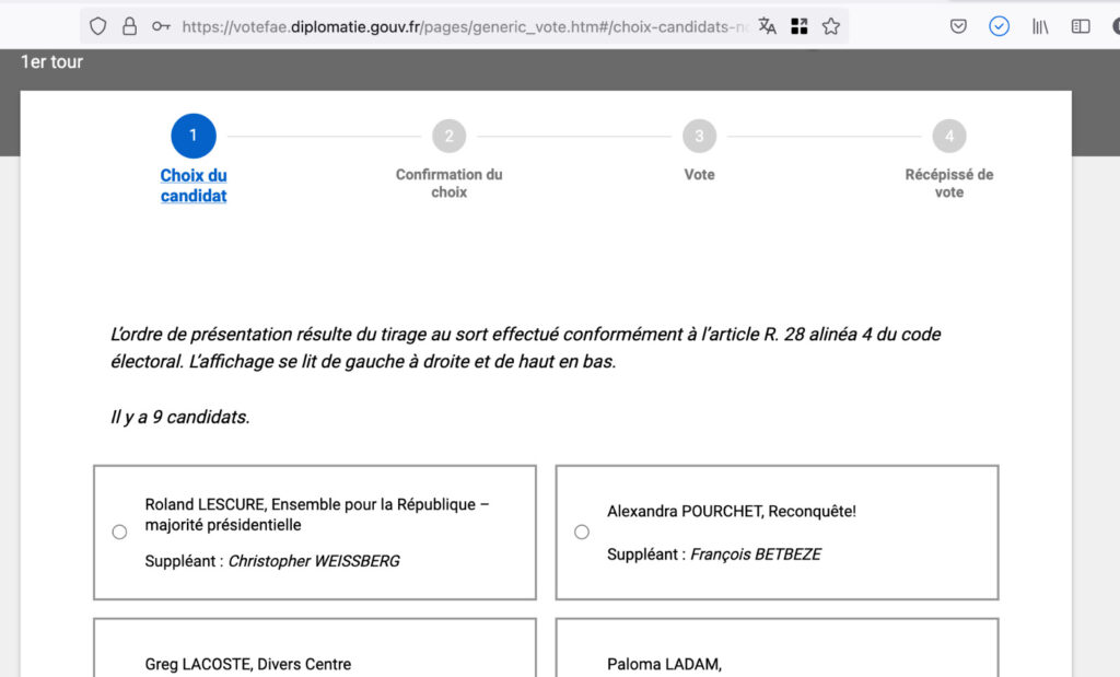 Voilà à quoi ressemble le vote sur Internet, avec un formulaire pour choisir son candidat.