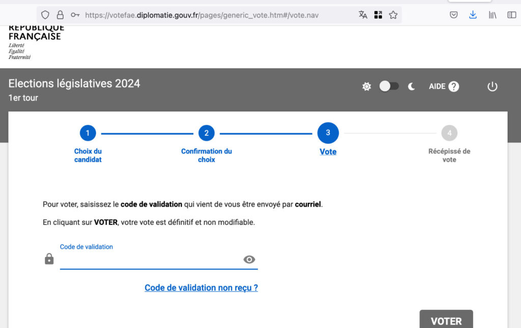 Pour valider son vote, il faut un code 2FA.