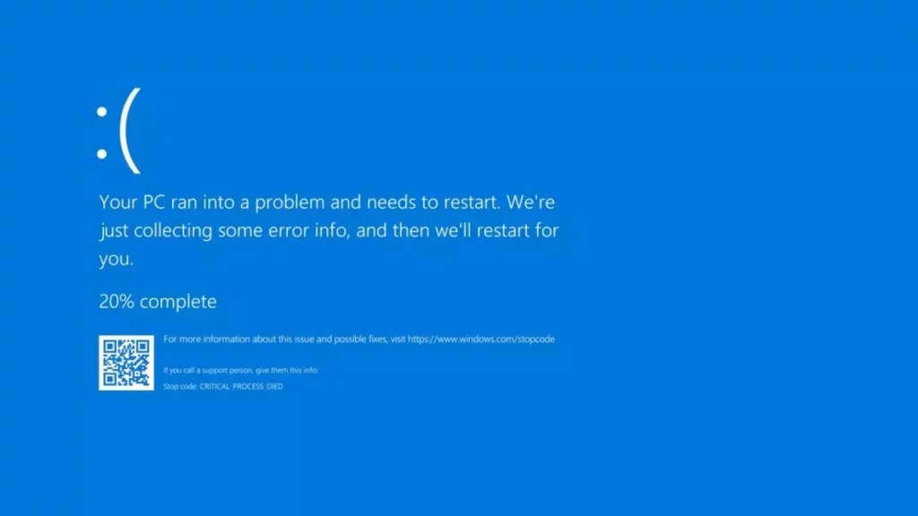 Le fameux blue screen of death. // Source : Windows