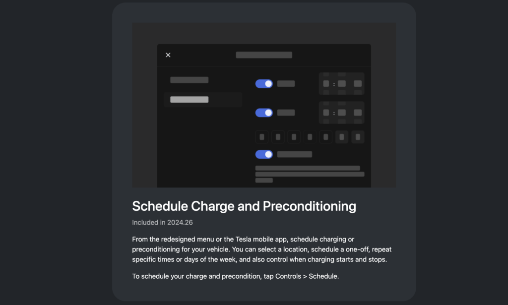 La programmation de la charge par Tesla // Source : Capture d'écran Numerama